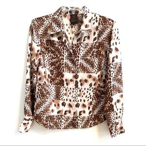 DLG Petite Animal Print Button up Top